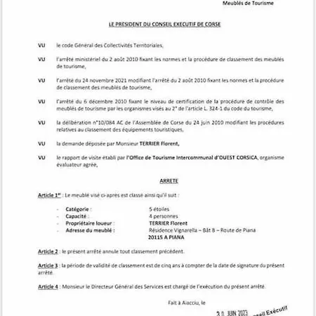 Vignarella Meuble De Tourisme Classe 5 Etoiles Avec Terrasse *